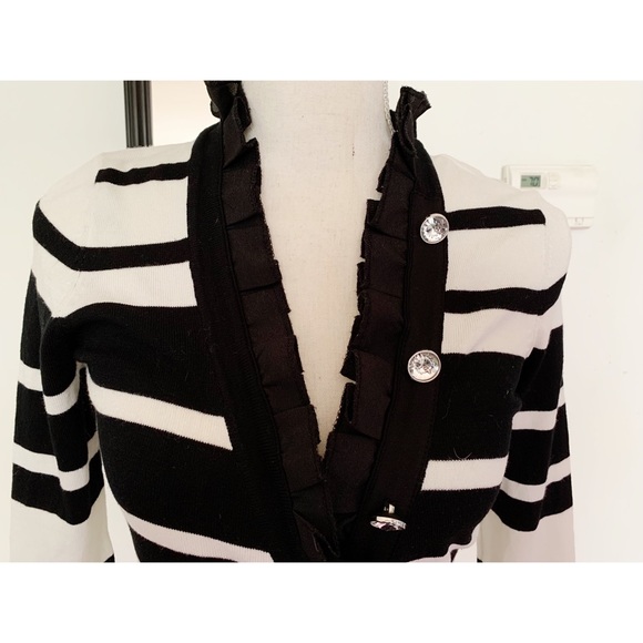 Twelve by Twelve Black off White Striped Cardigan Size XS - Picture 3 of 10